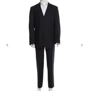 Prada Vintage Men's 2000s Navy Suit Medium
